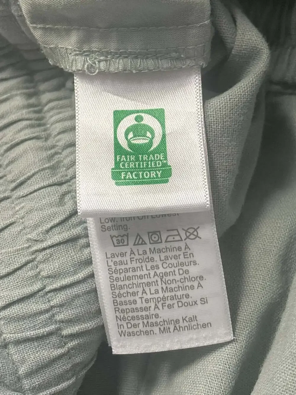 J.Crew Factory Women's Sage Green Linen Cotton Blend Wide-Leg Paper-Bag Pants Si